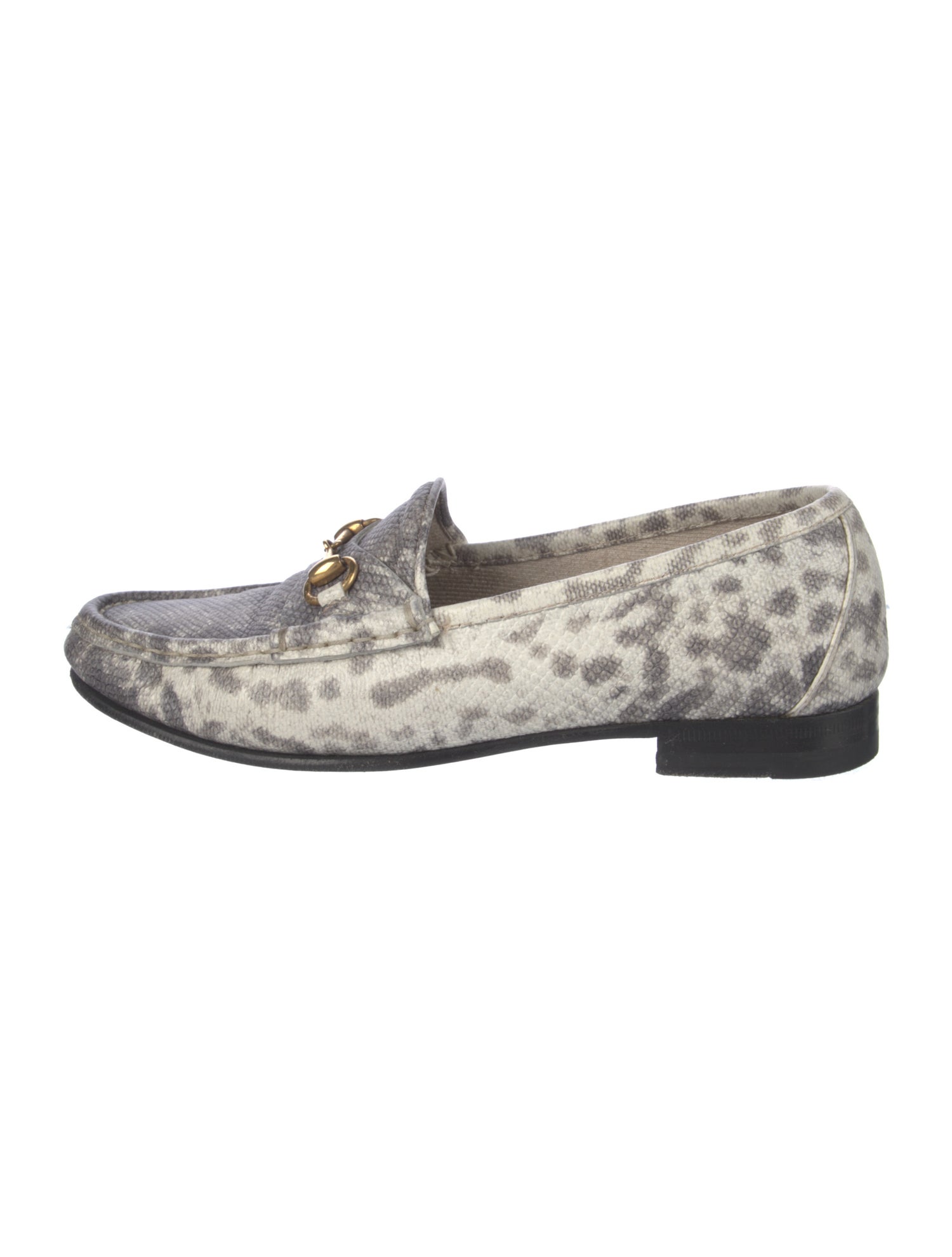 Gucci Horsebit Accent Embossed Leather Loafers