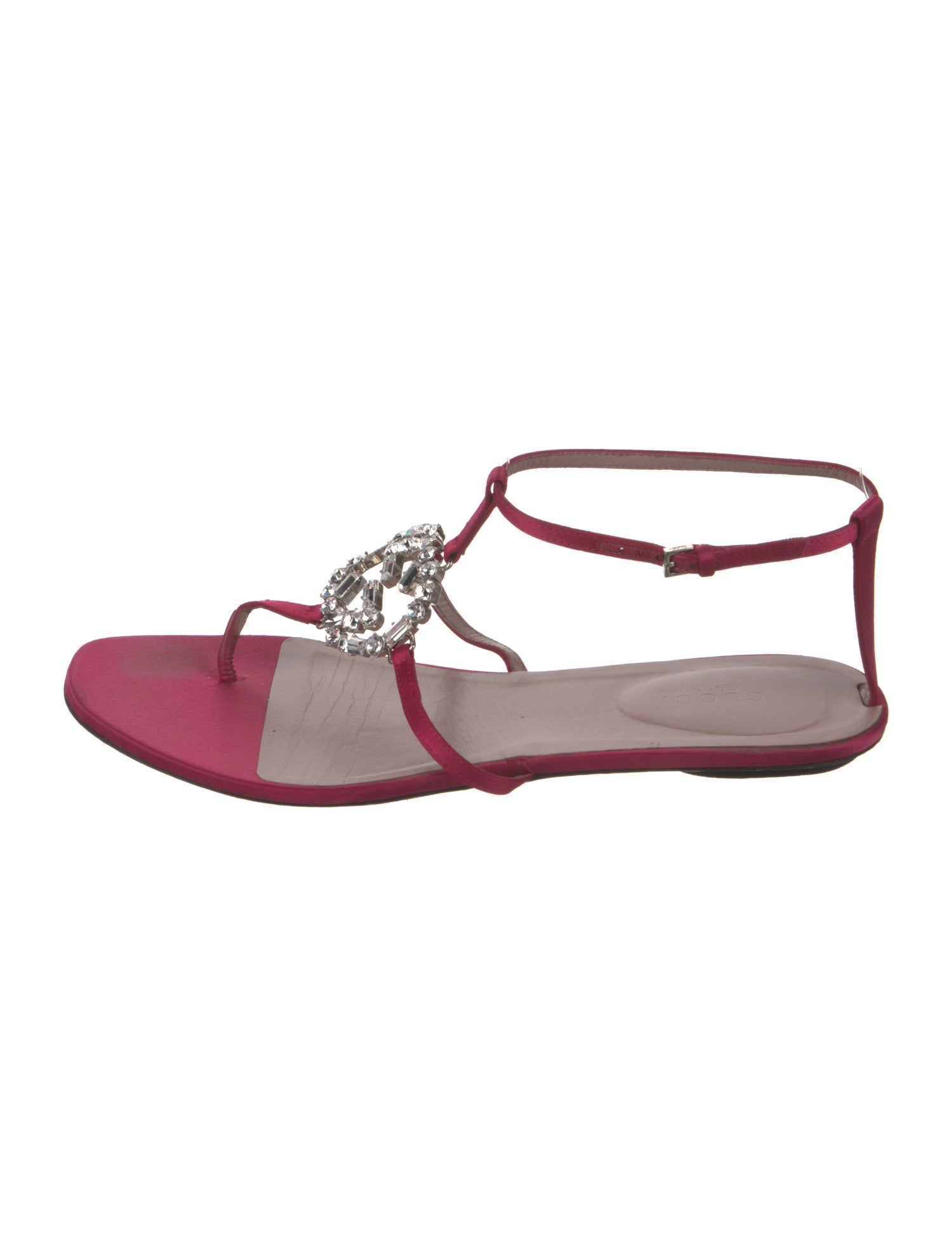 Gucci Interlocking G Logo Satin T-Strap Sandals