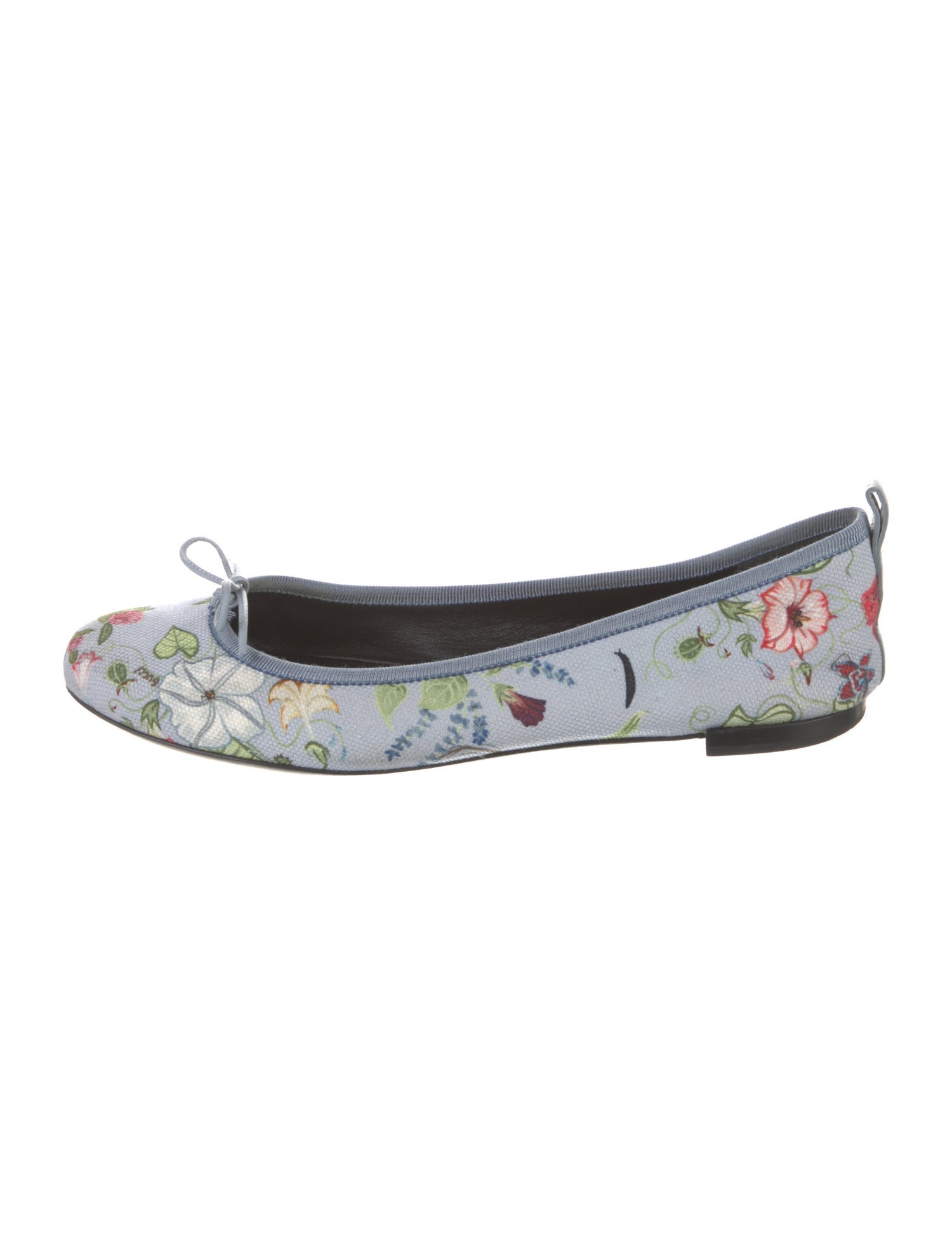 Gucci Flora Print Canvas Ballet Flats