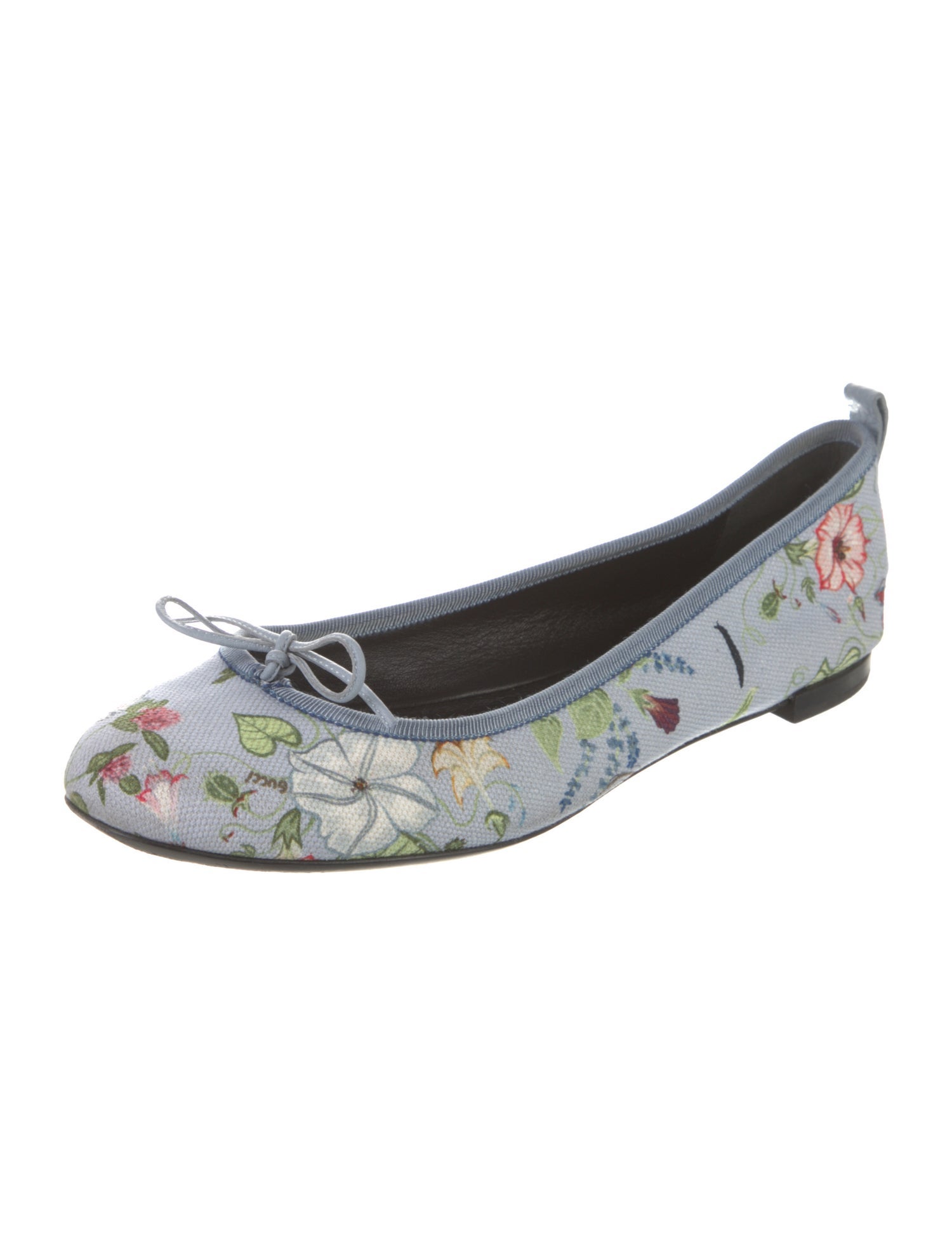 Gucci Flora Print Canvas Ballet Flats