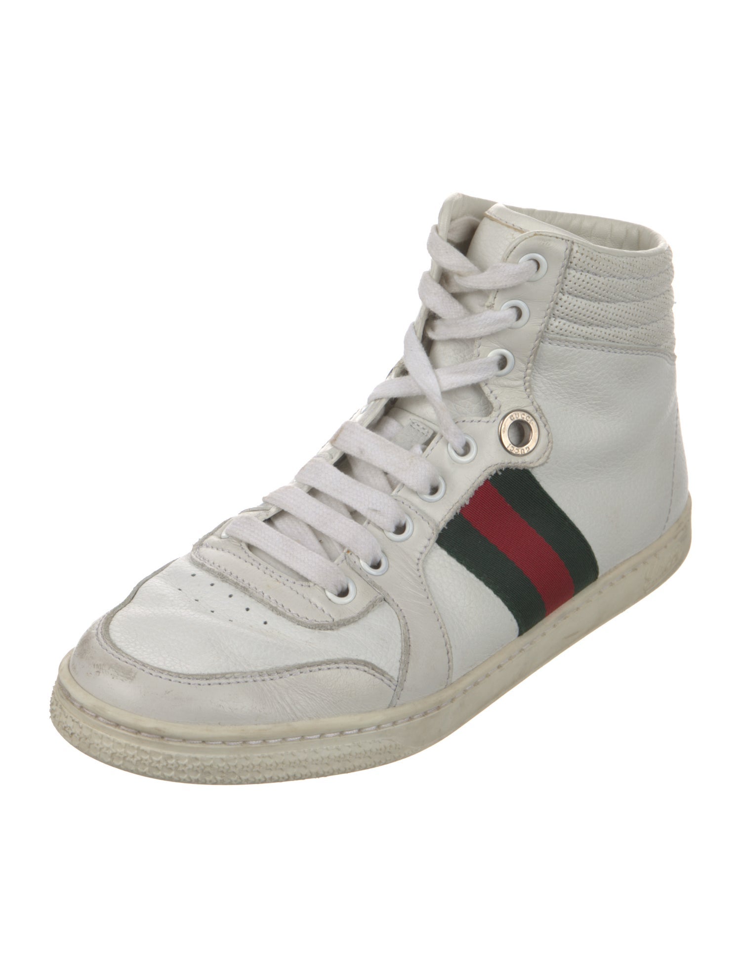 Gucci Web Accent Leather Sneakers