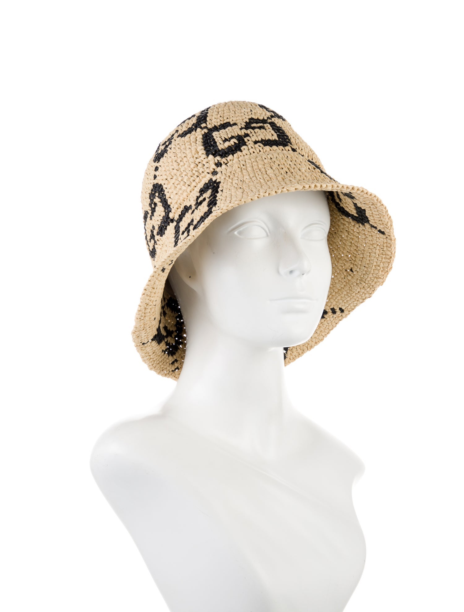Gucci Patterned Straw Cloche Hat