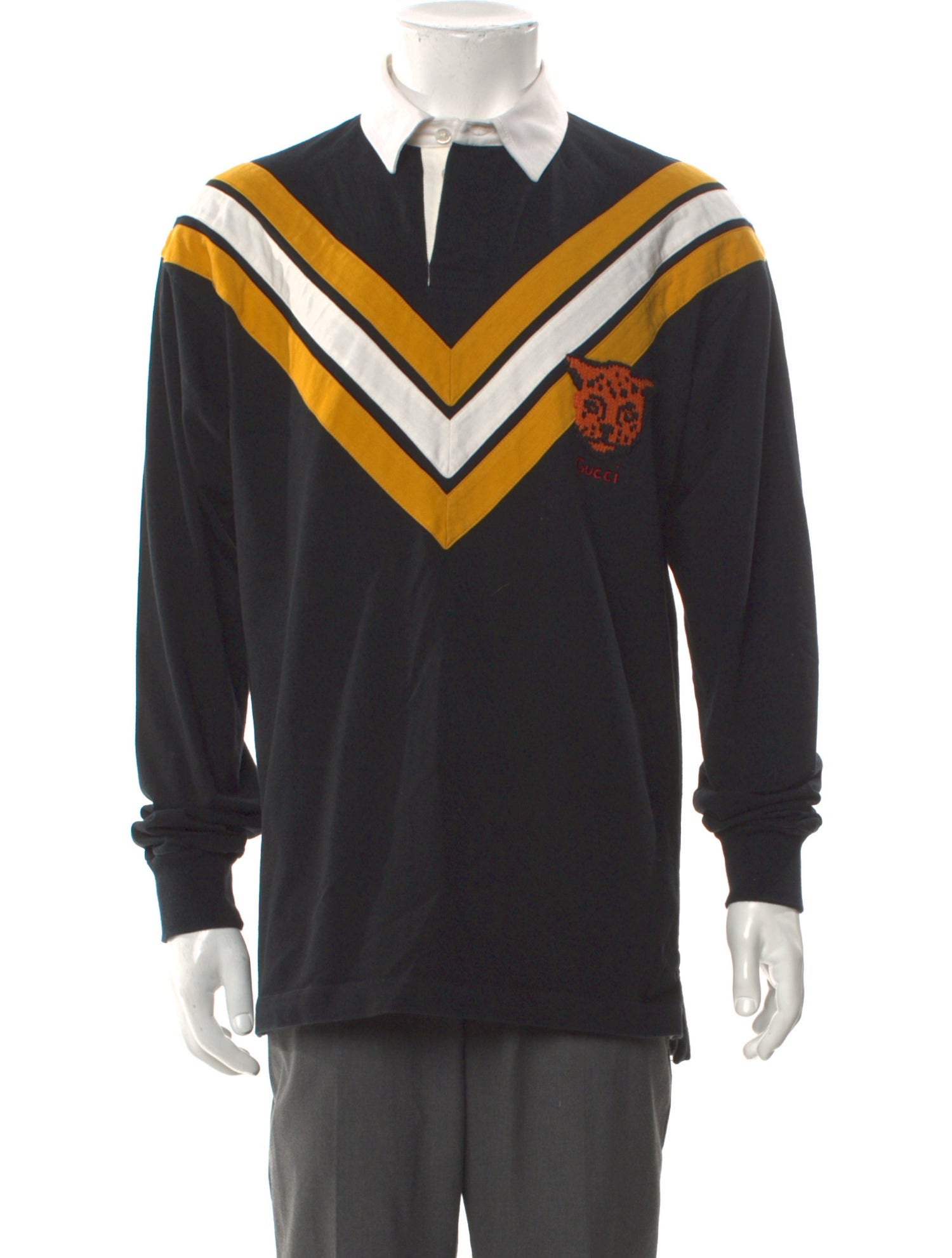 Gucci Striped Collar Polo Shirt