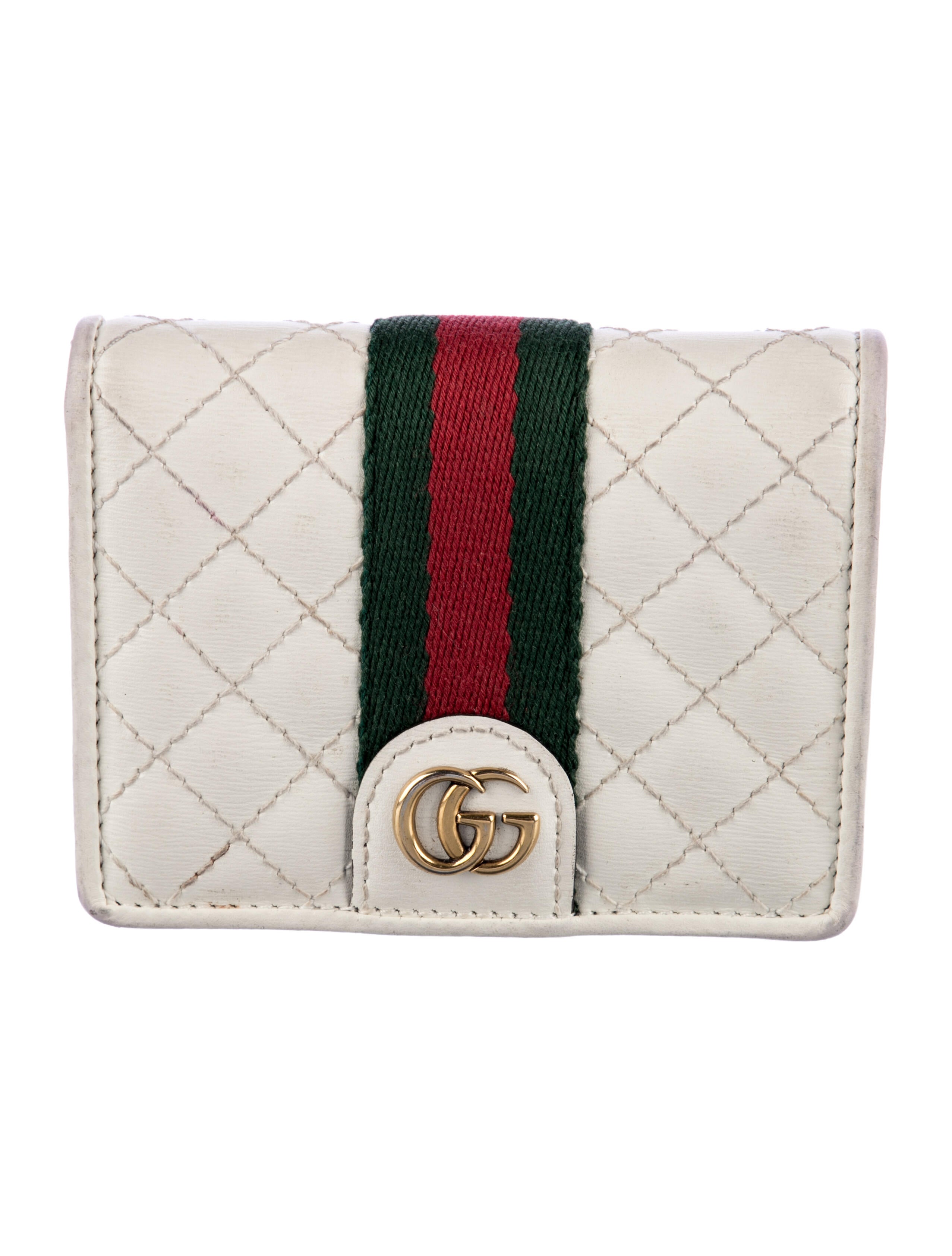 Gucci Web Accent Leather Compact Wallet