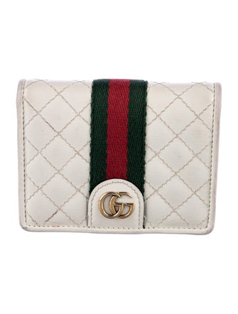 Gucci Web Accent Leather Compact Wallet