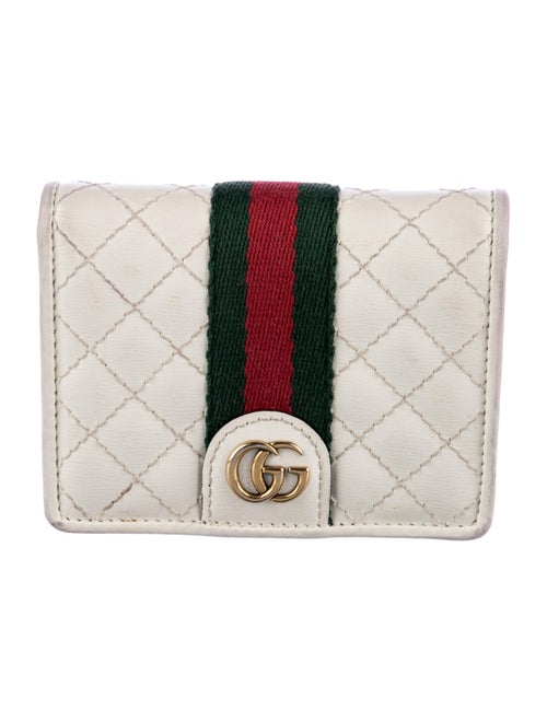 Gucci Web Accent Leather Compact Wallet