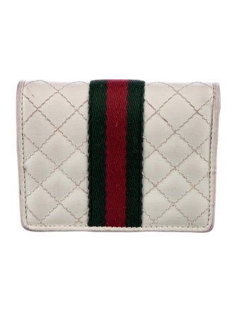Gucci Web Accent Leather Compact Wallet