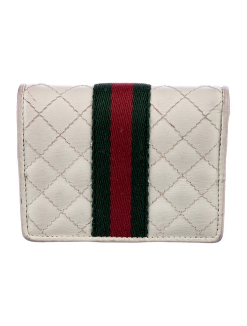 Gucci Web Accent Leather Compact Wallet