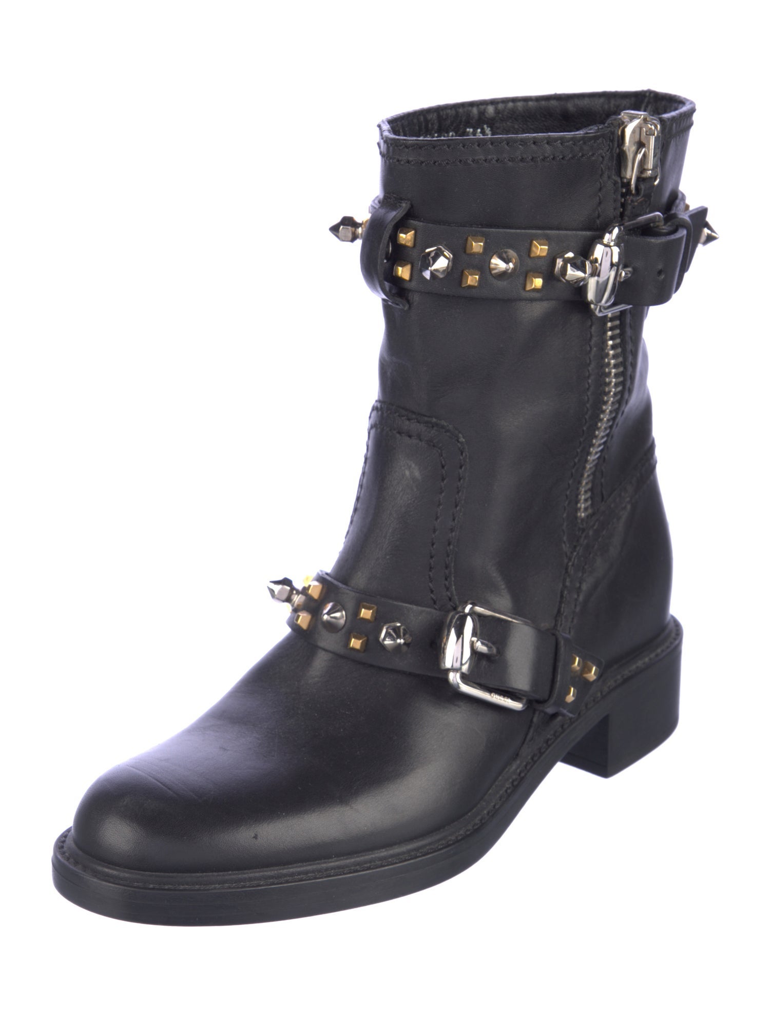 Gucci Leather Studded Accents Combat Boots