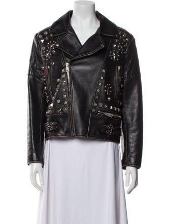 Gucci Leather Printed Biker Jacket