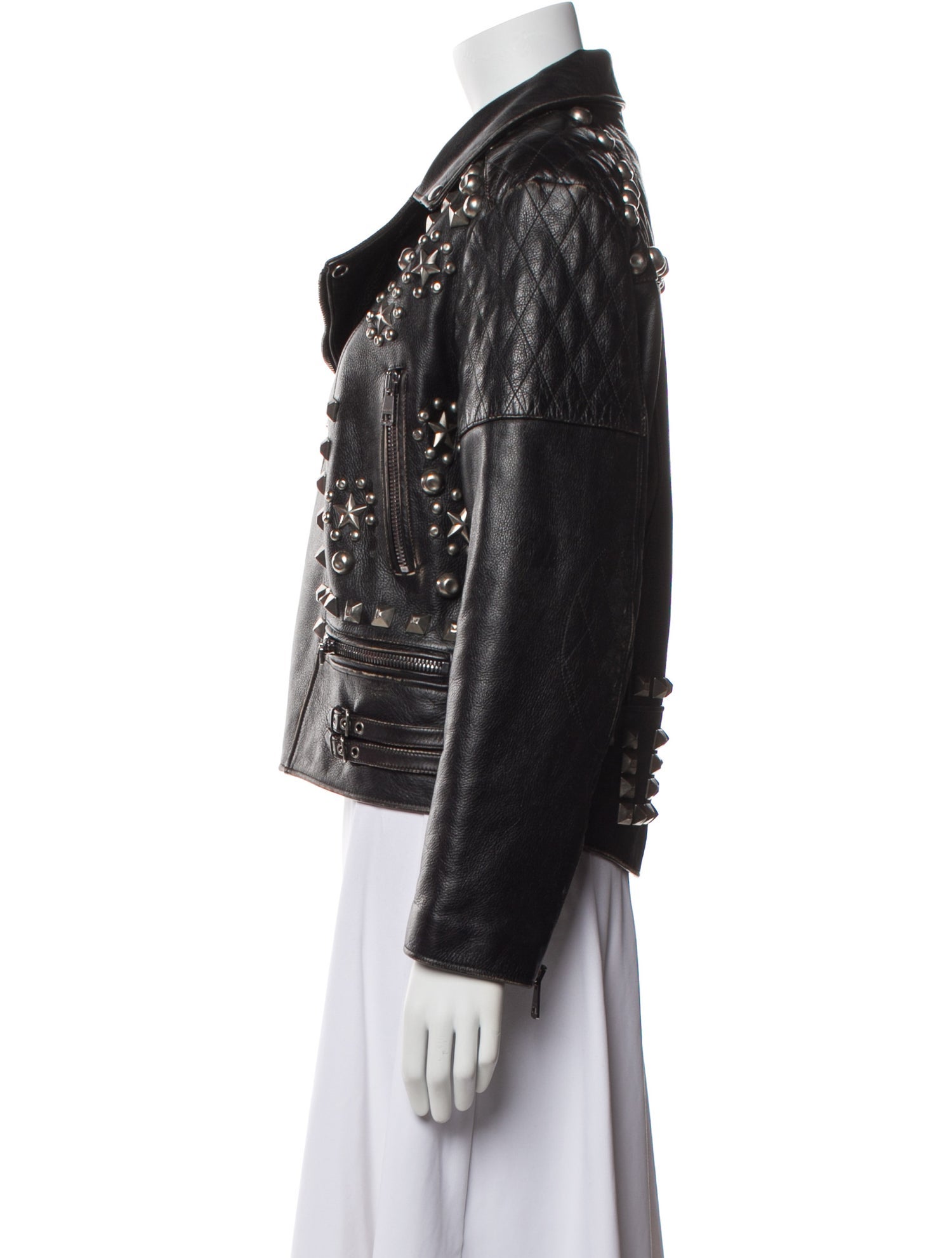 Gucci Leather Printed Biker Jacket