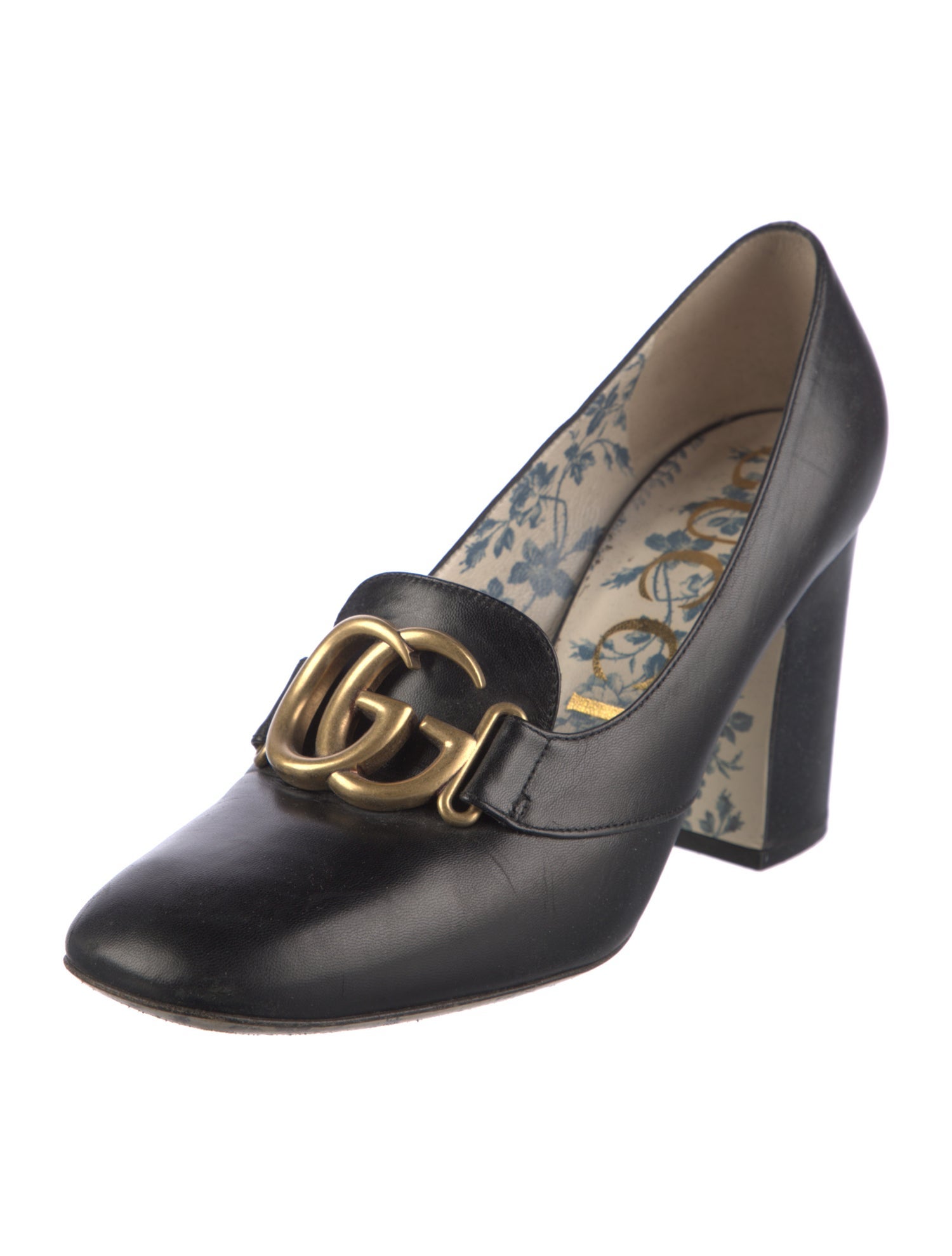 Gucci Double G Logo Leather Pumps