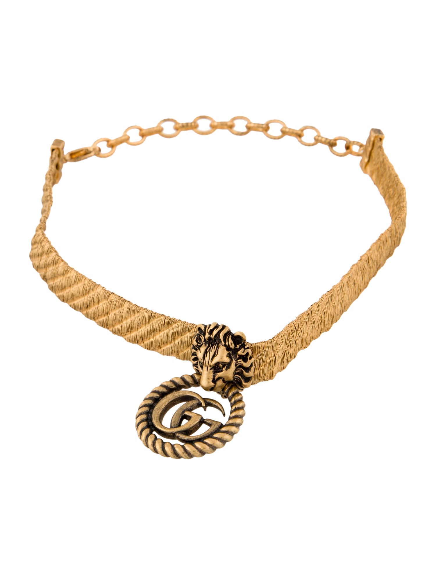 Gucci Lion Head Double G Choker Necklace