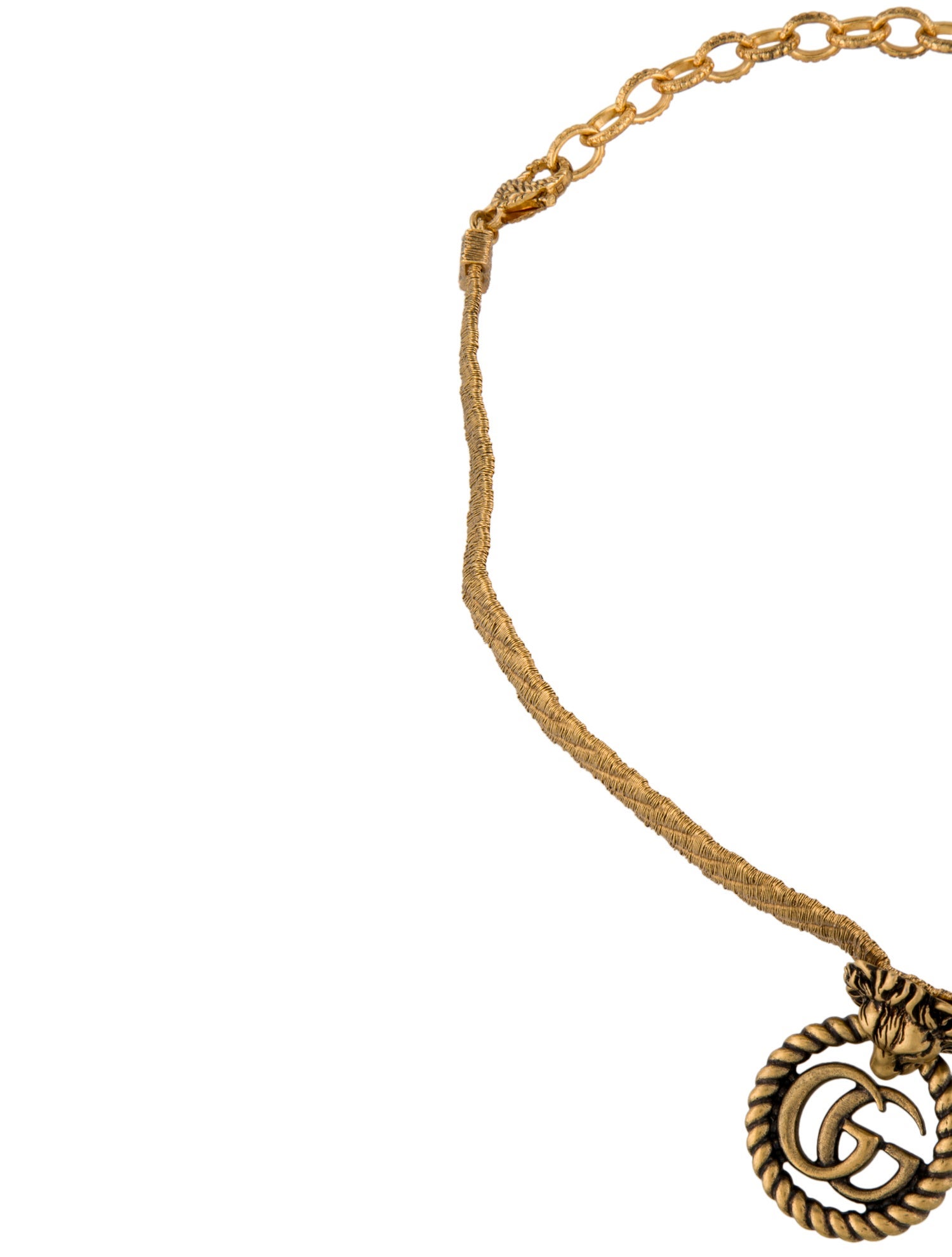 Gucci Lion Head Double G Choker Necklace