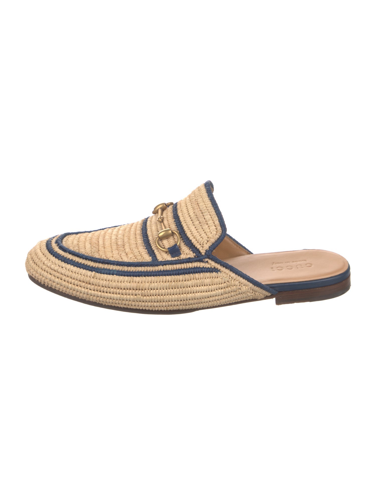 Gucci Horsebit Accent Raffia Slippers