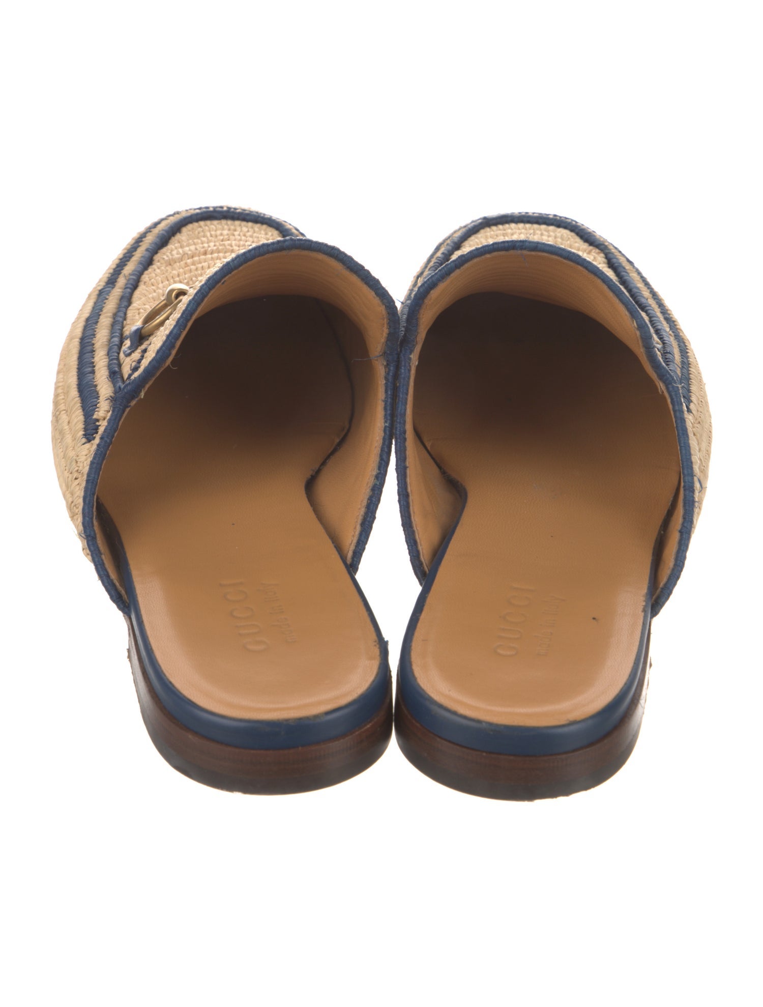 Gucci Horsebit Accent Raffia Slippers