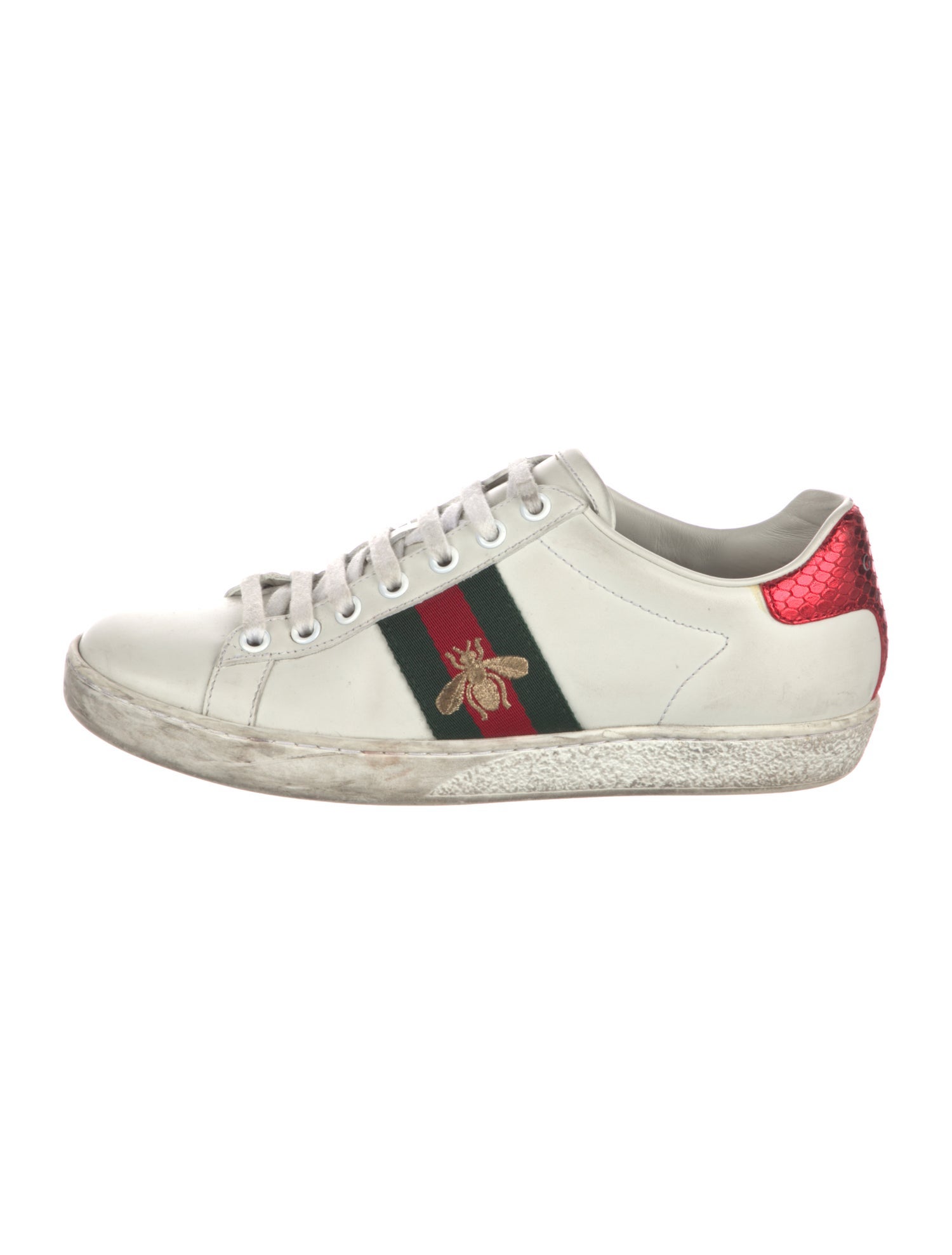 Gucci Web Accent Leather Sneakers