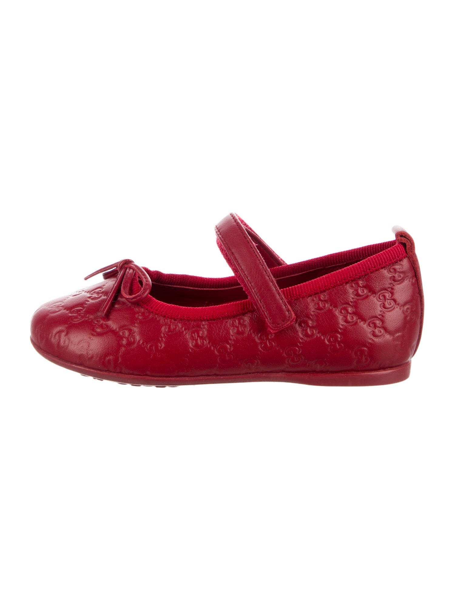 Gucci Girls' Leather GG Ballet Flats