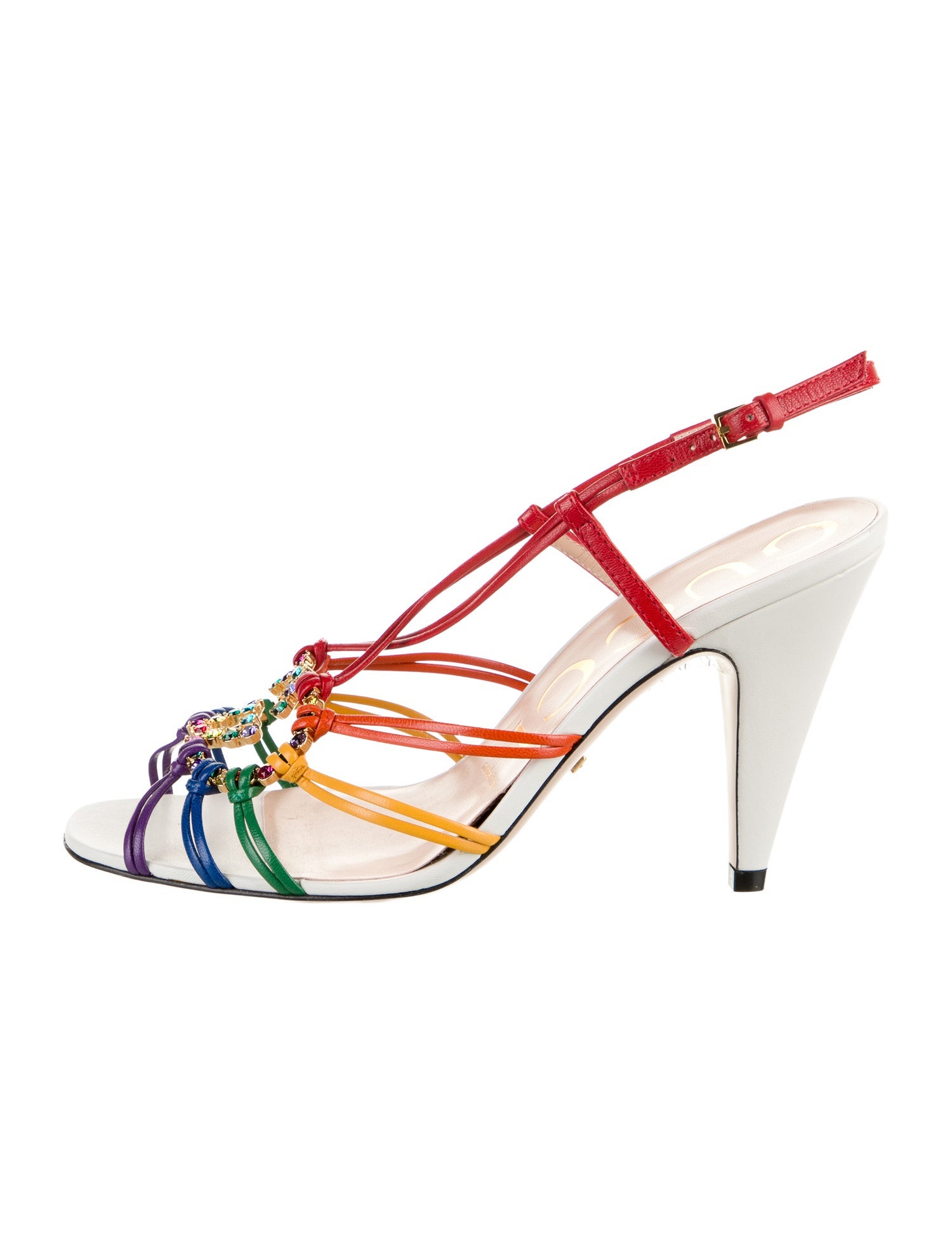 Gucci Interlocking G Logo Leather Slingback Sandals