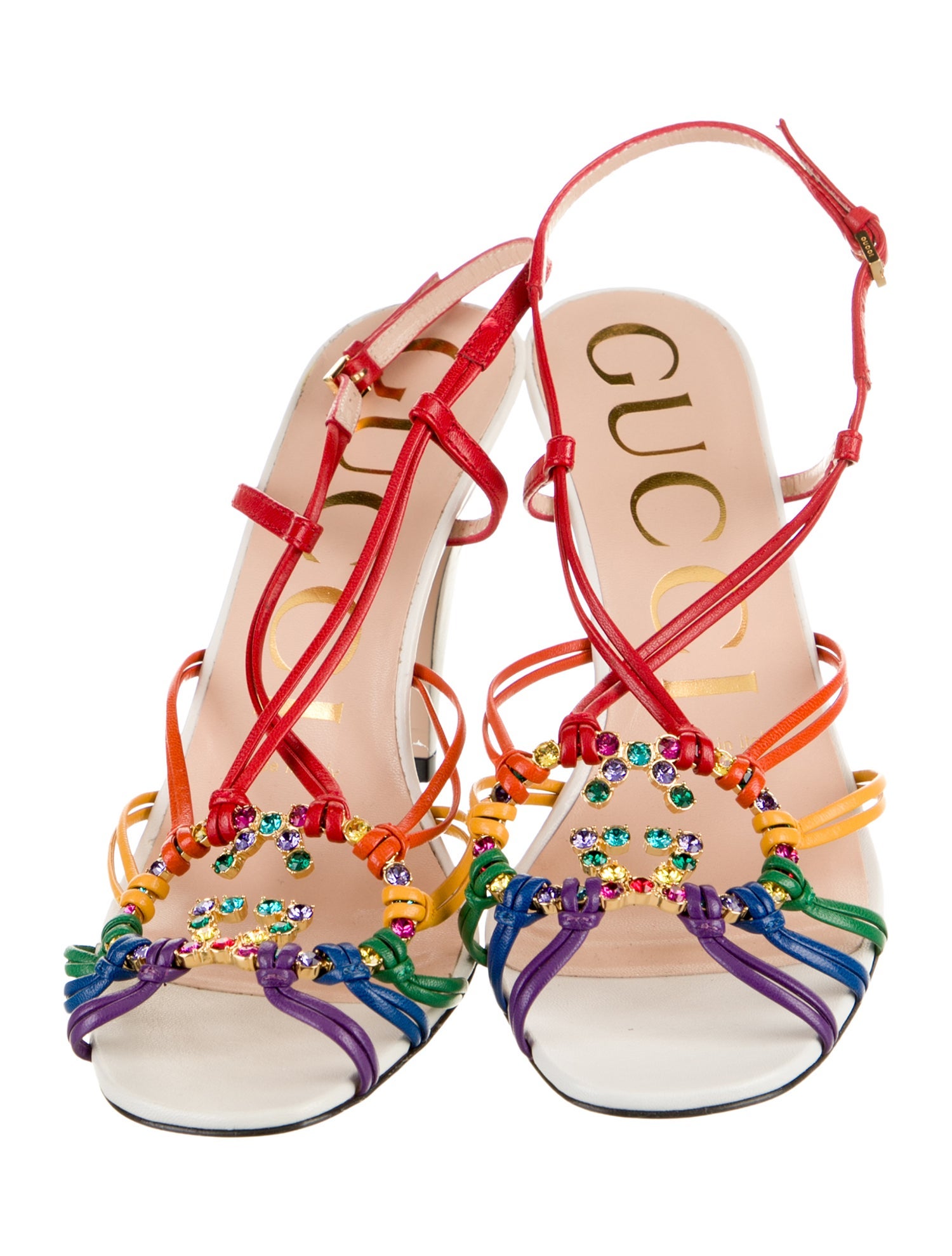 Gucci Interlocking G Logo Leather Slingback Sandals