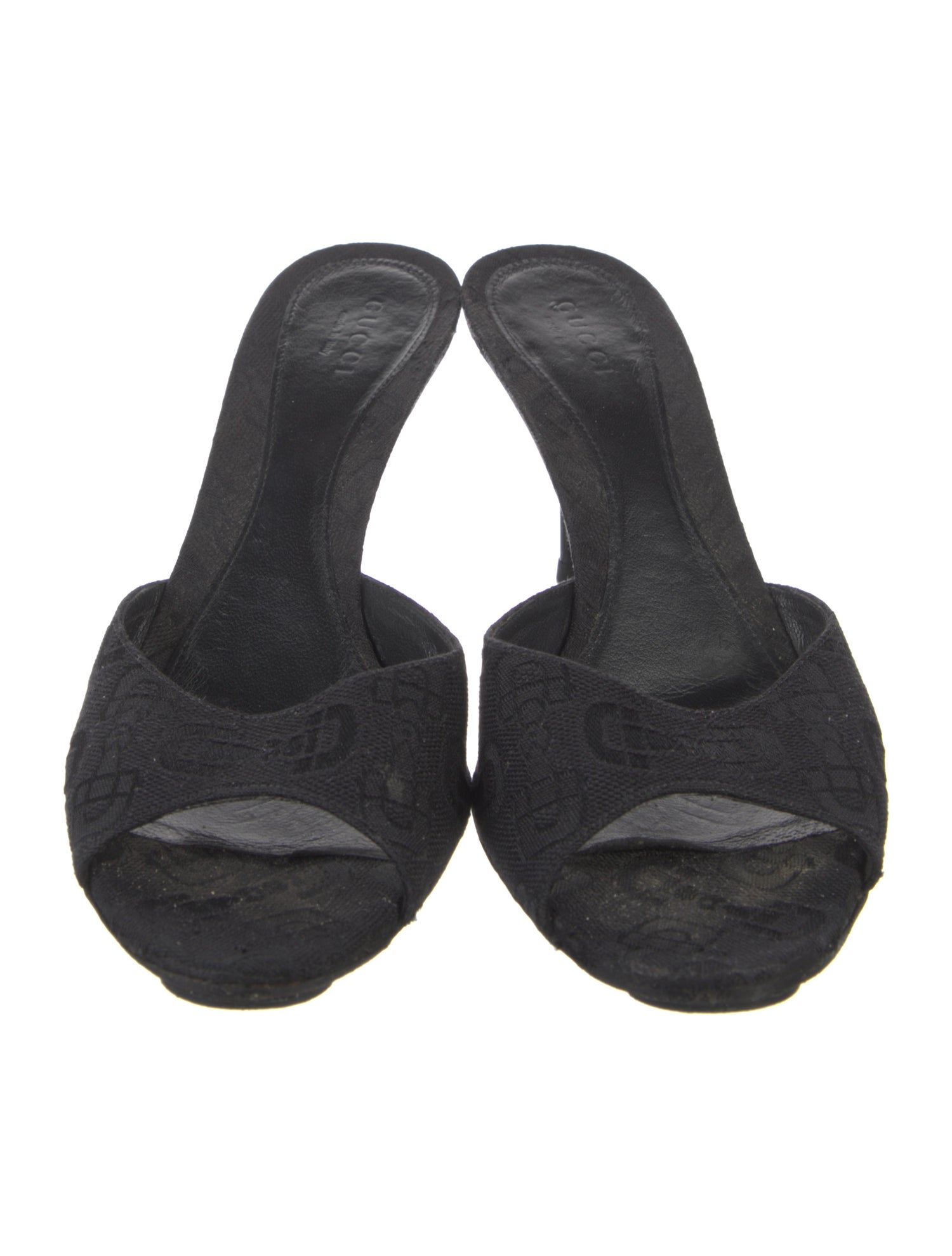 Gucci Horsebit Accent Canvas Slides