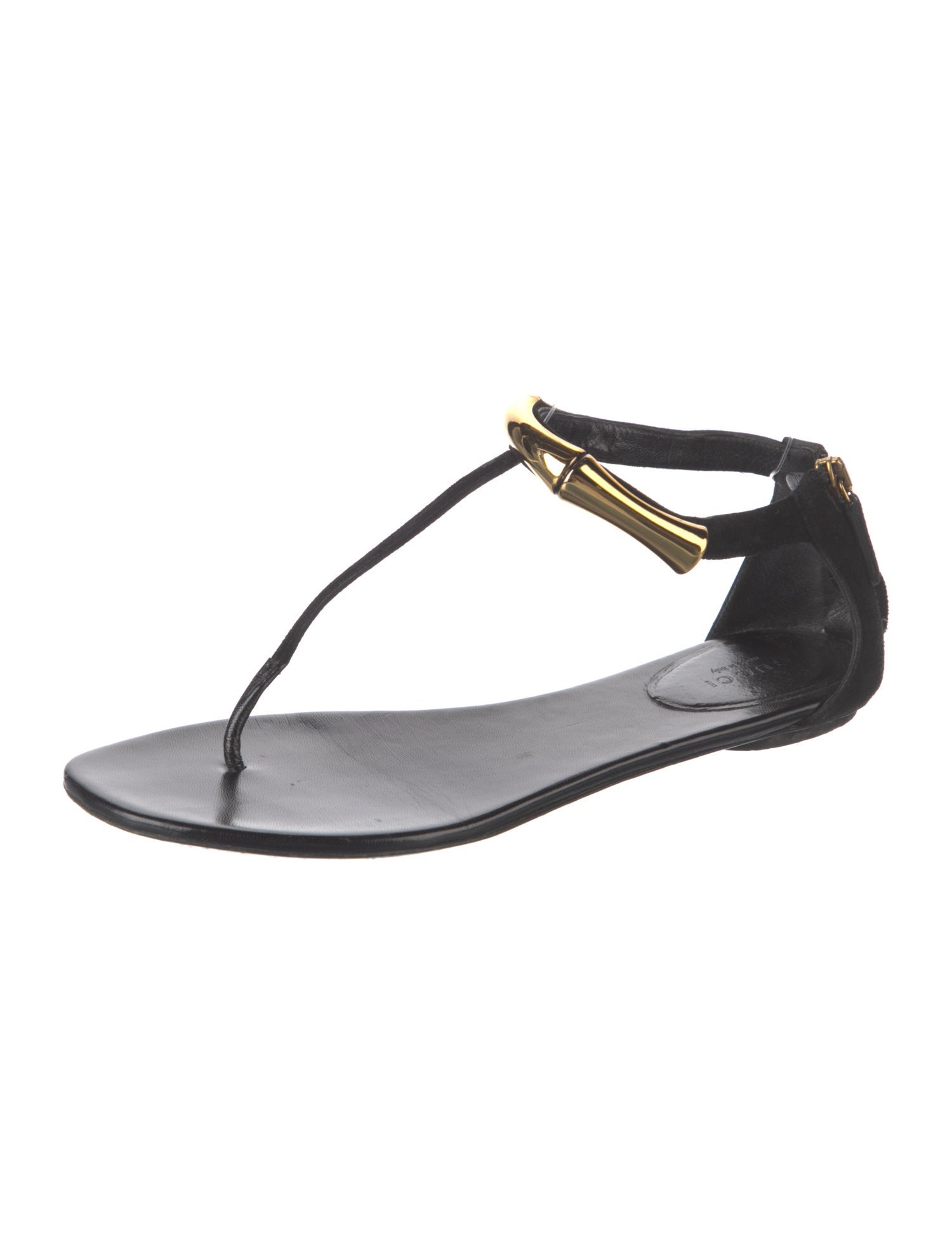 Gucci Vintage Bamboo Accent T-Strap Sandals