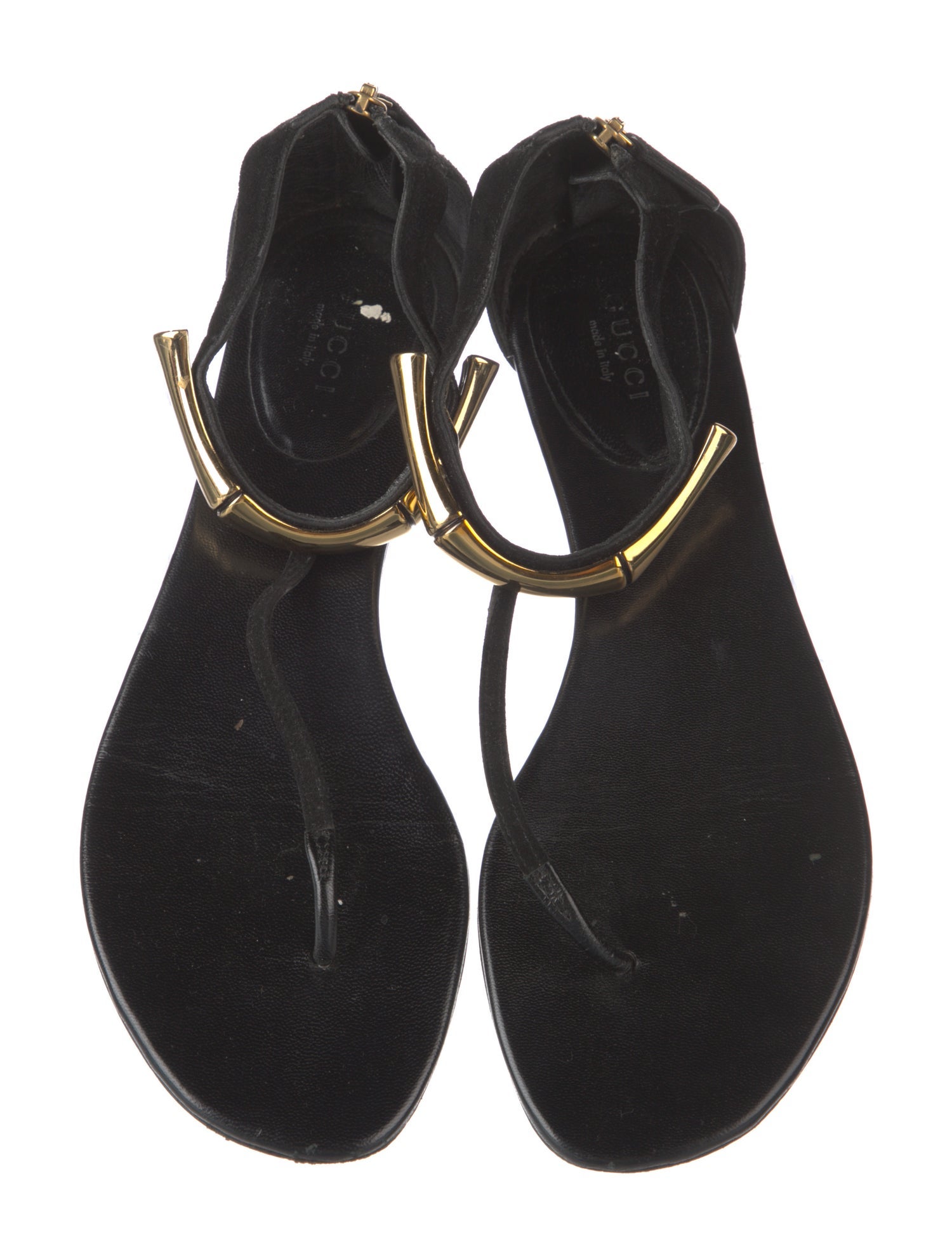 Gucci Vintage Bamboo Accent T-Strap Sandals