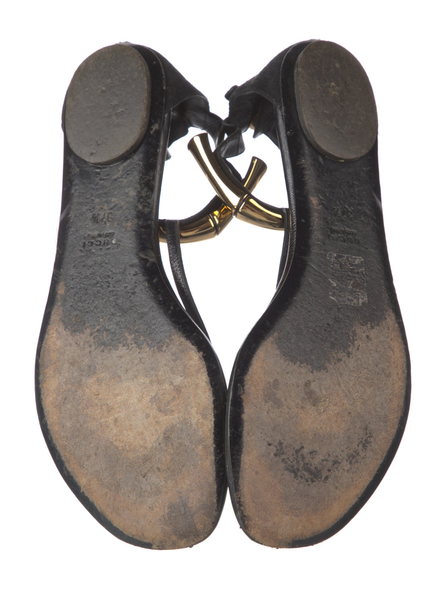 Gucci Vintage Bamboo Accent T-Strap Sandals