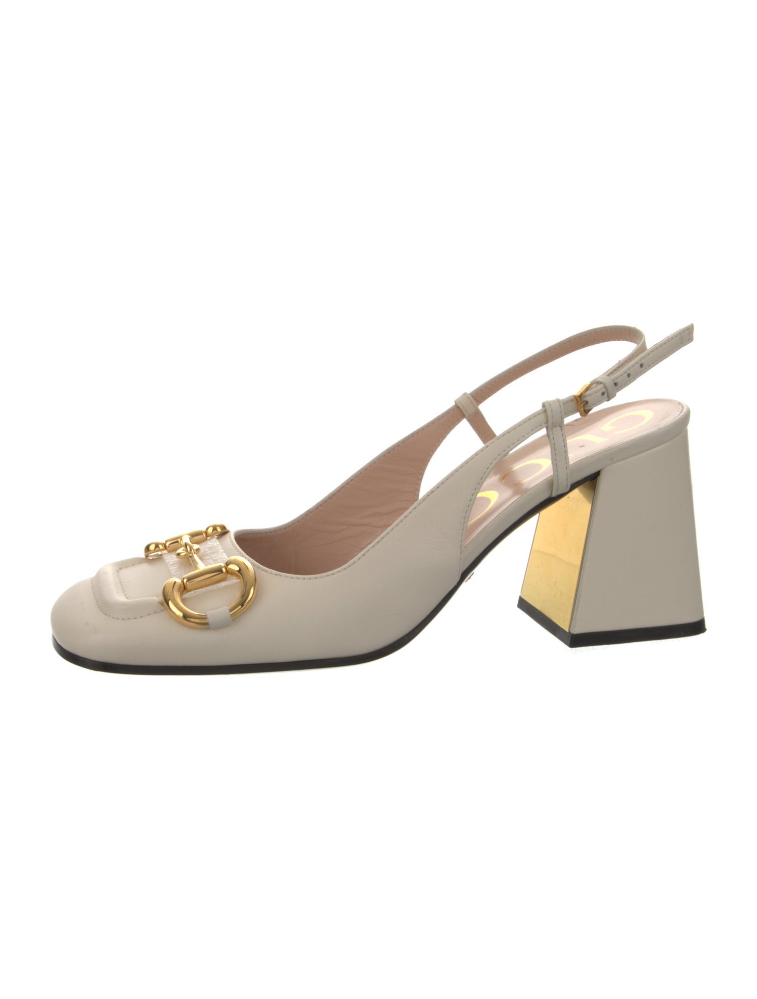 Gucci Horsebit Accent Leather Slingback Pumps