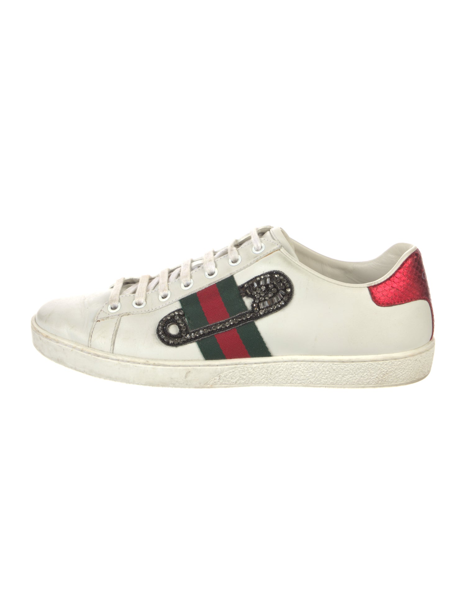 Gucci Web Accent Leather Sneakers
