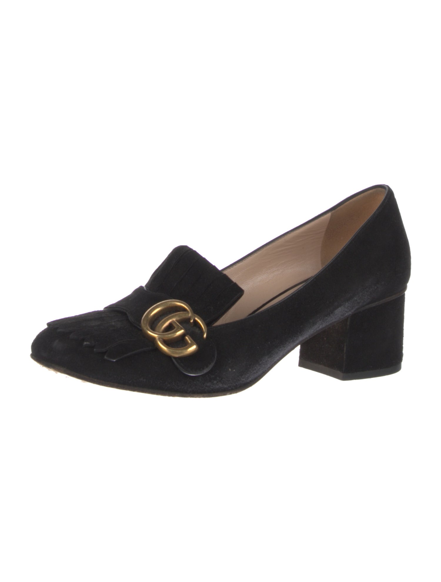 Gucci Double G Logo Suede Pumps