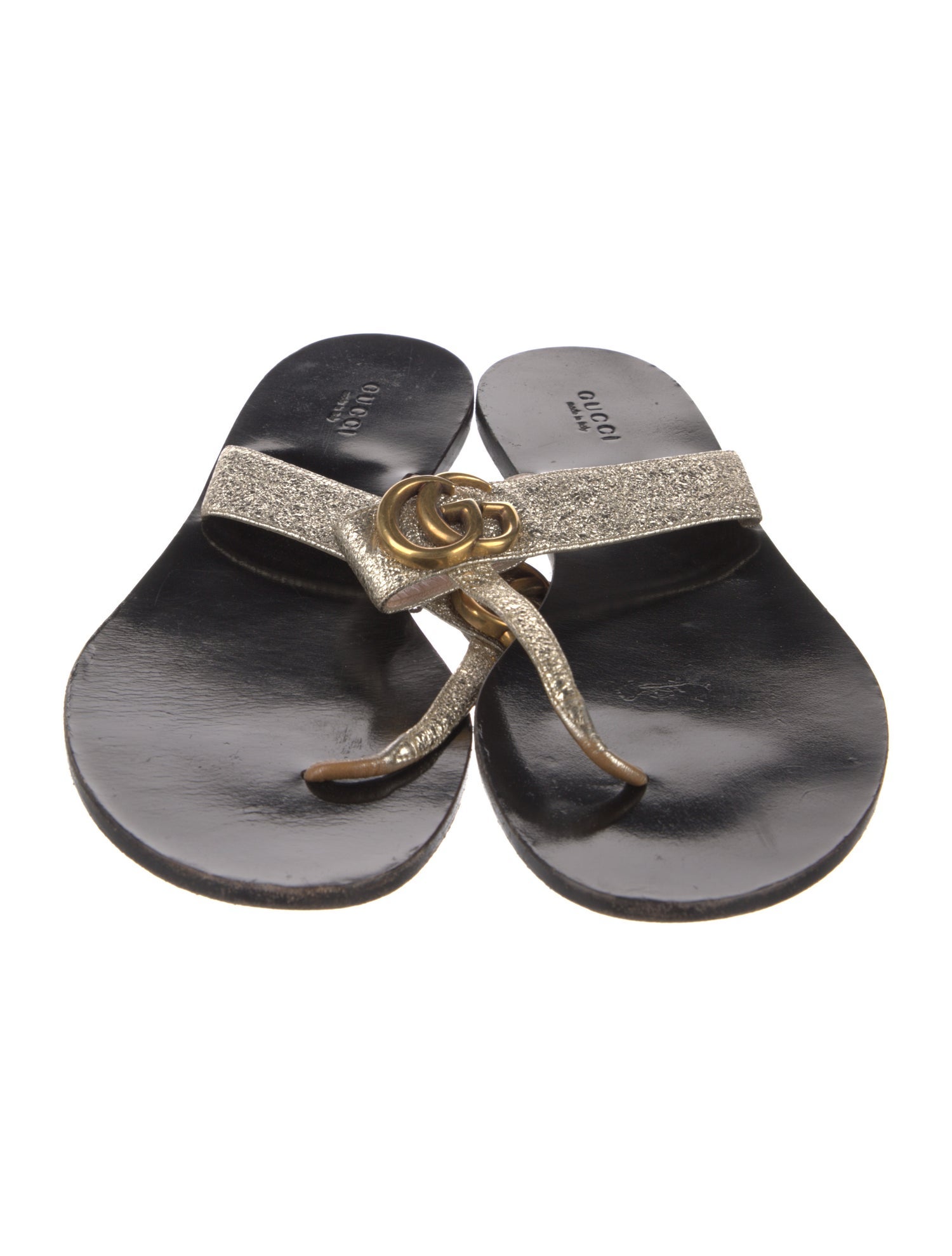 Gucci Double G Logo Leather Slides