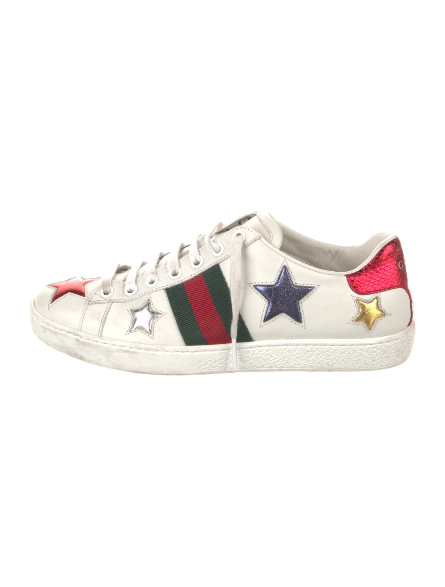 Gucci Web Accent Leather Sneakers