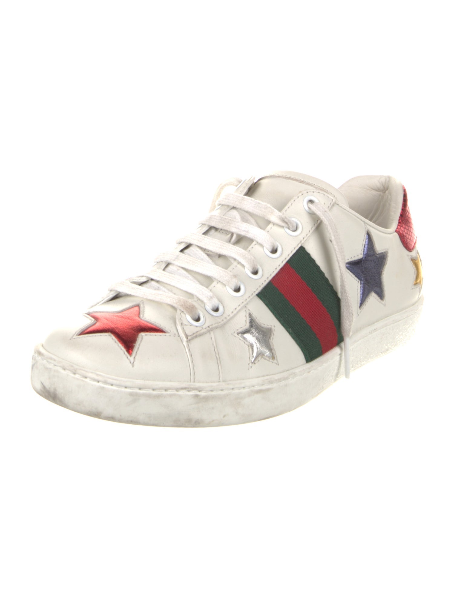 Gucci Web Accent Leather Sneakers