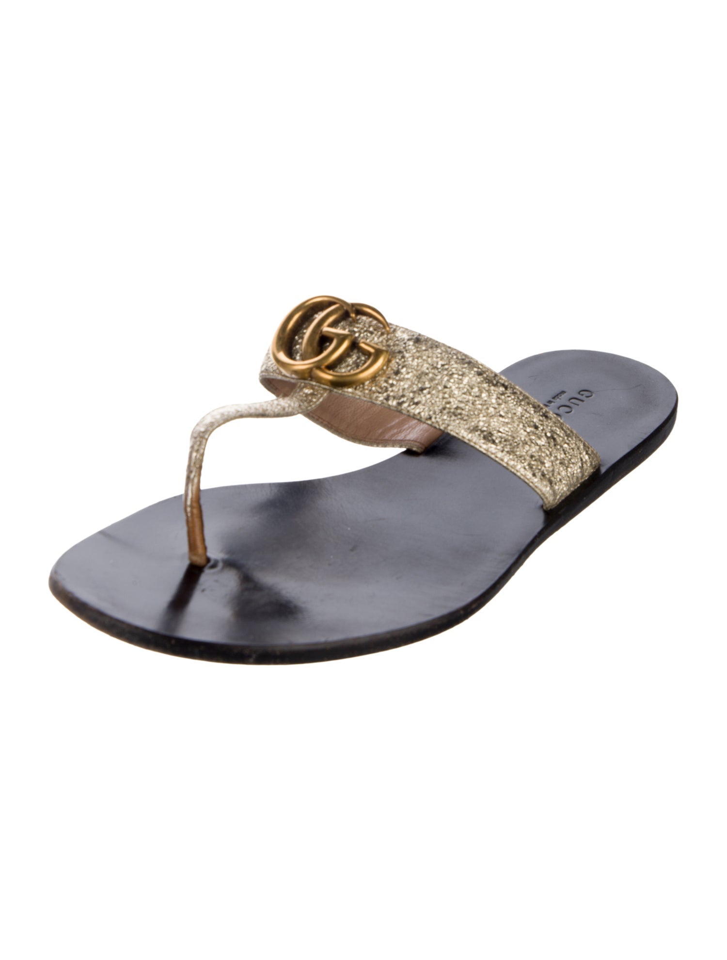 Gucci Double G Logo Leather Slides