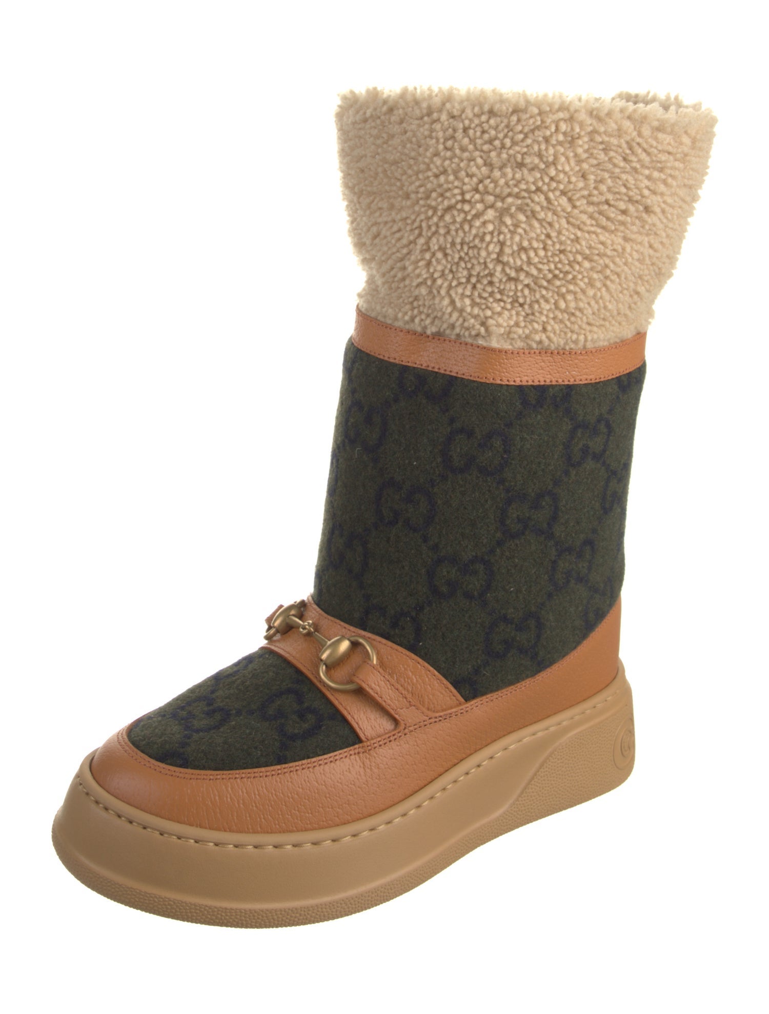 Gucci GG Logo Wool Lace-Up Boots