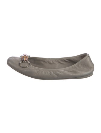 Gucci Horsebit Accent Leather Ballet Flats