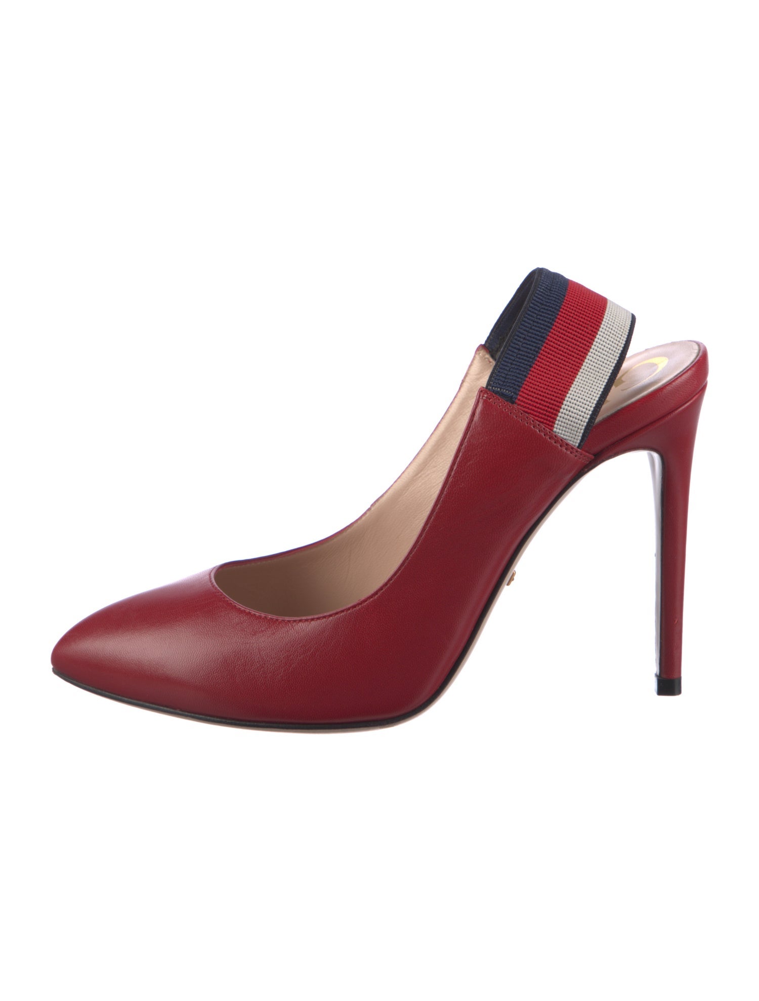 Gucci Sylvie Web Accent Leather Slingback Pumps