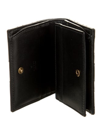 Gucci Double G Logo Leather Compact Wallet