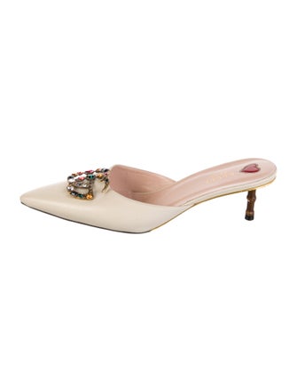 Gucci Double G Logo Leather Mules