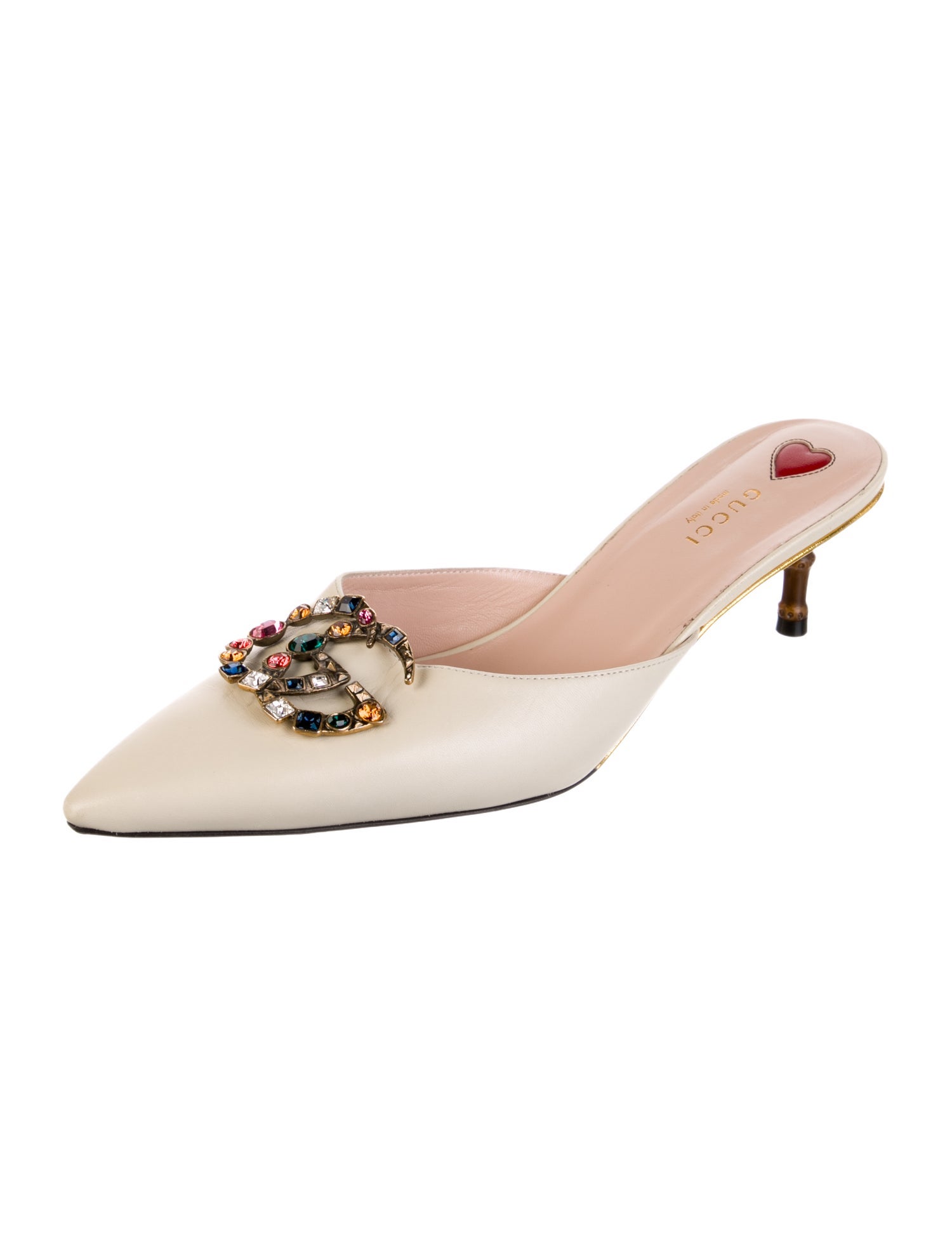 Gucci Double G Logo Leather Mules