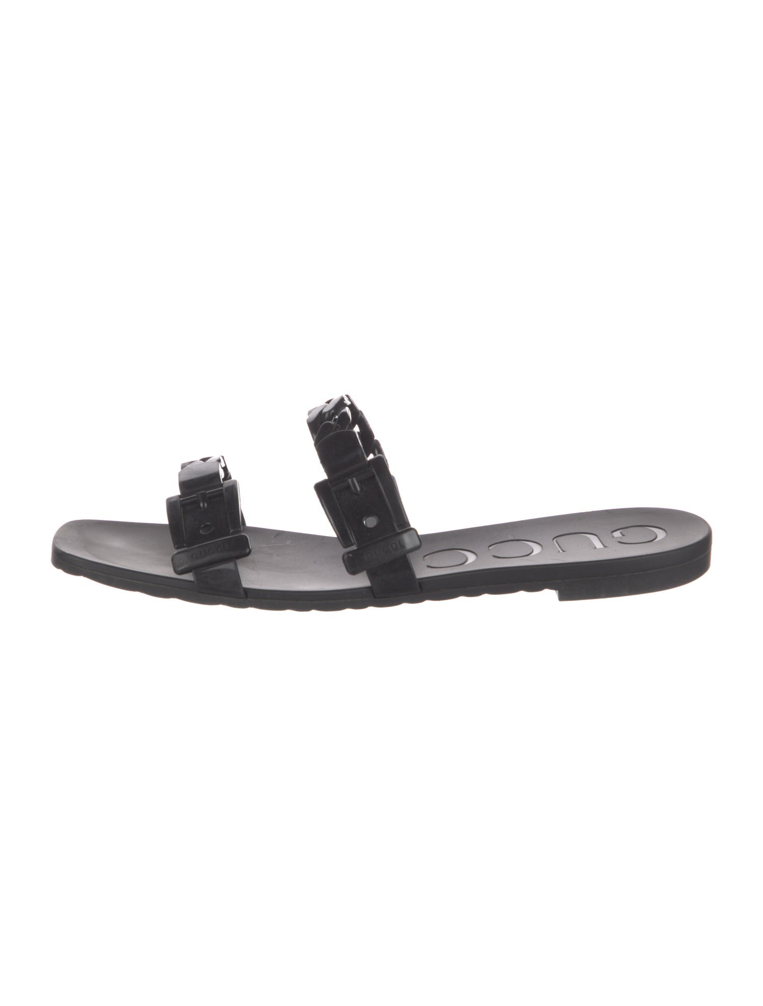Gucci Rubber Chain-Link Accents Slides