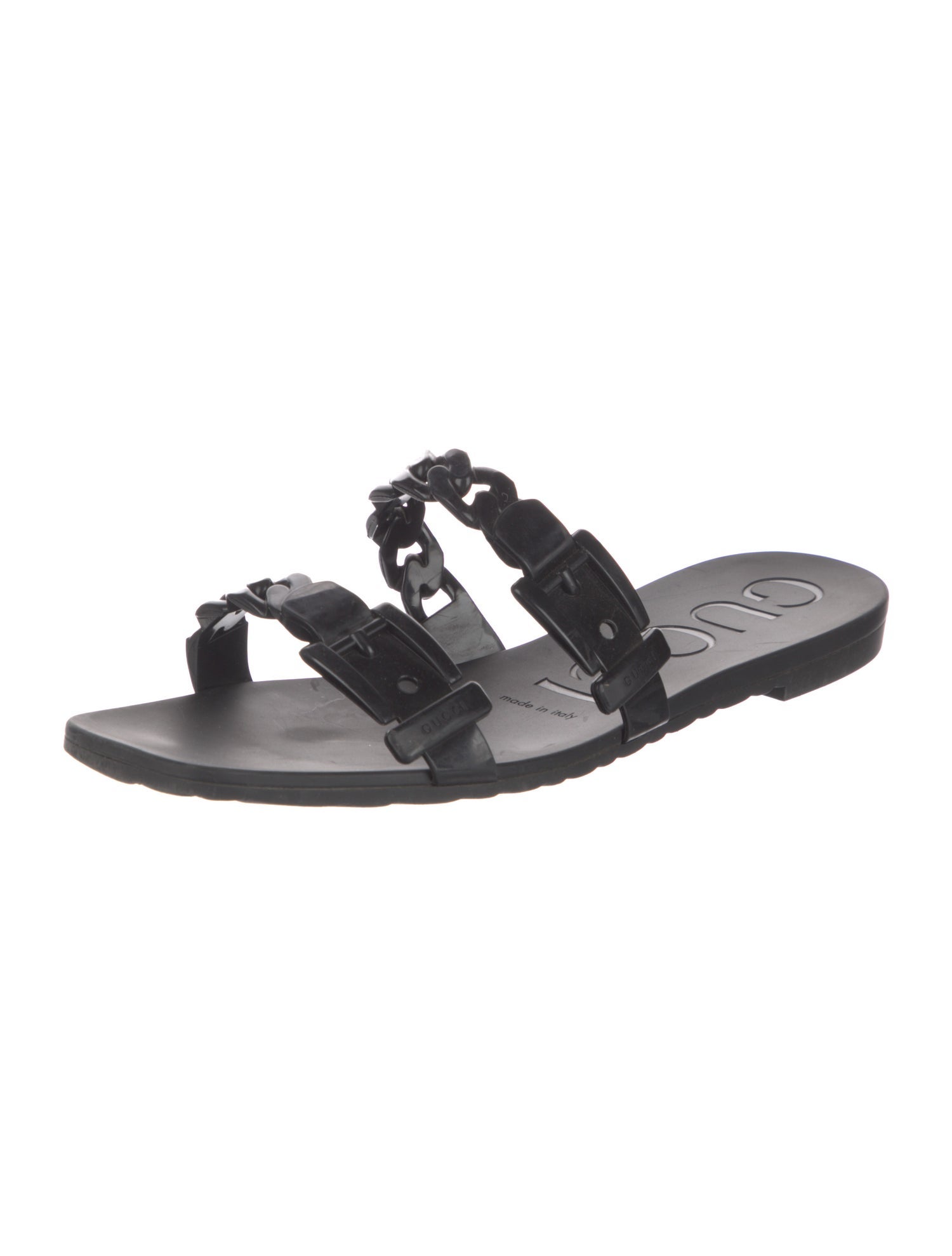 Gucci Rubber Chain-Link Accents Slides