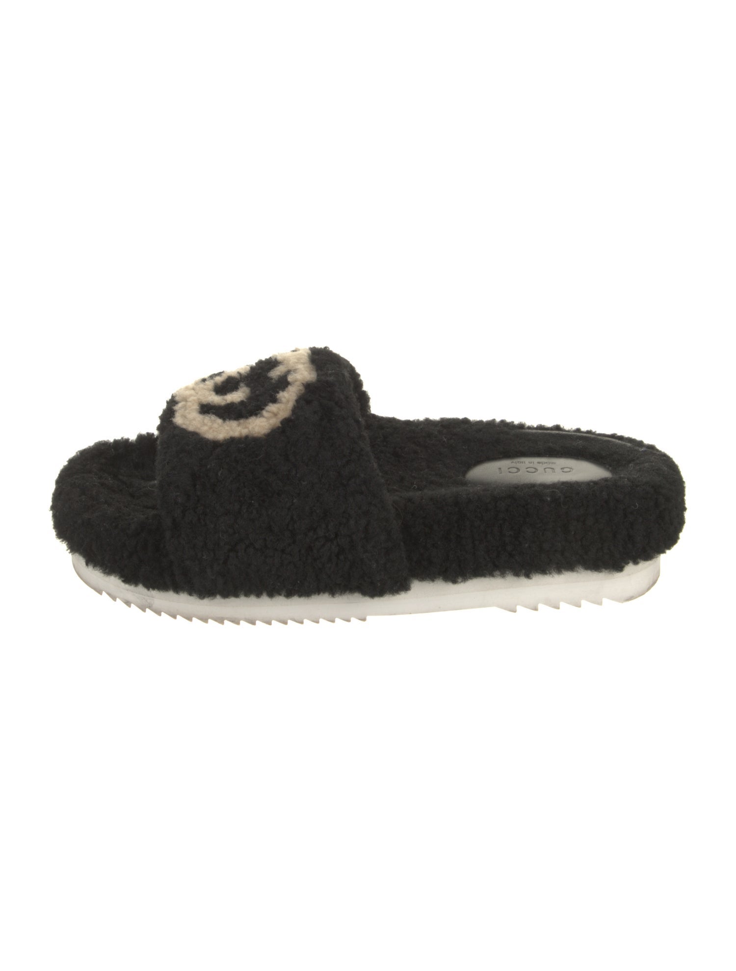 Gucci Interlocking G Logo Shearling Slides