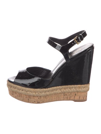 Gucci Patent Leather Colorblock Pattern Slingback Pumps