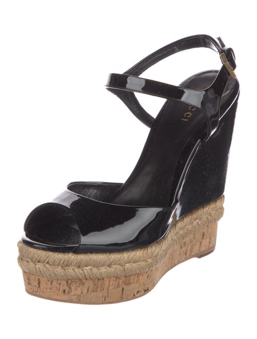 Gucci Patent Leather Colorblock Pattern Slingback Pumps