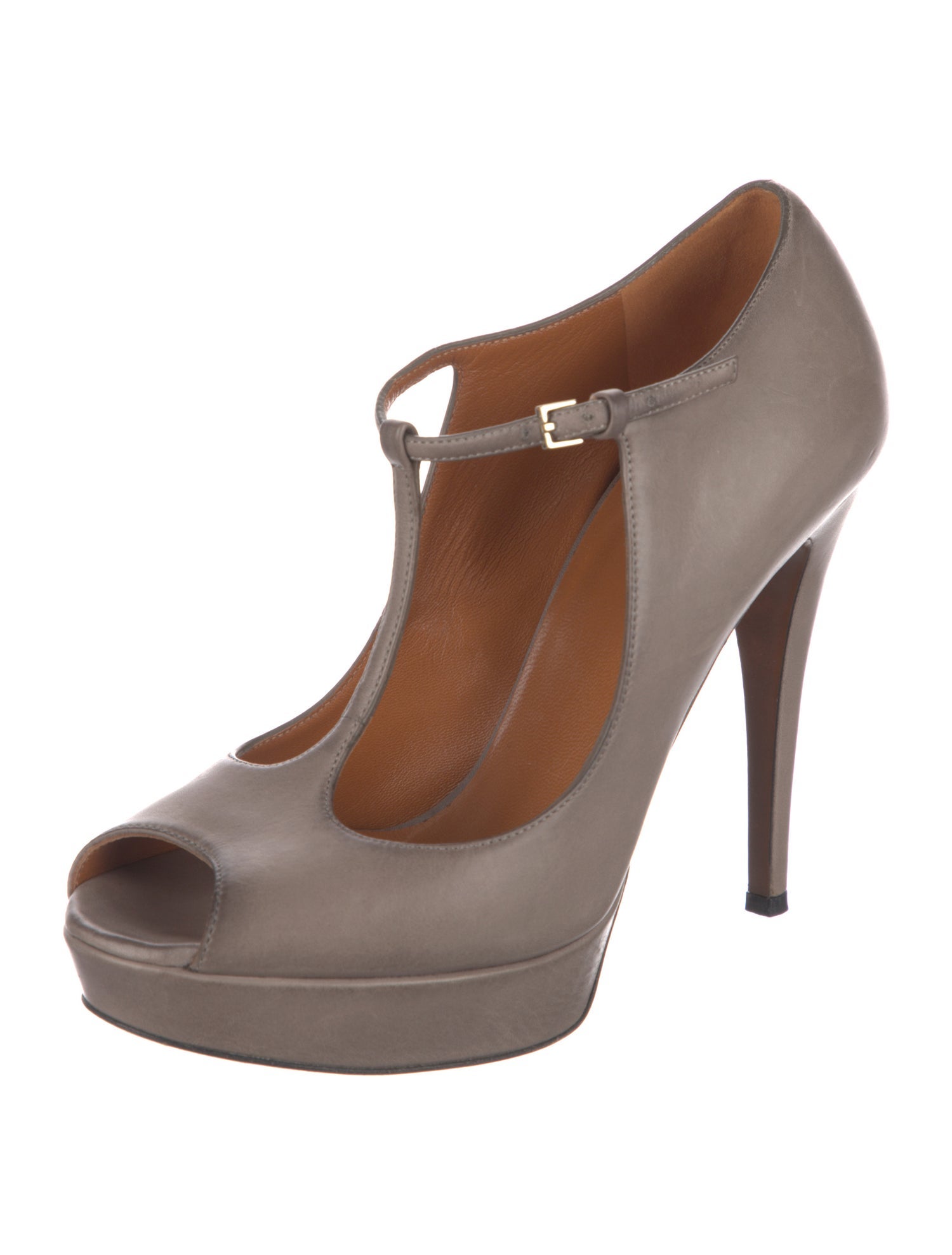 Gucci Leather Keyhole Accent T-Strap Pumps