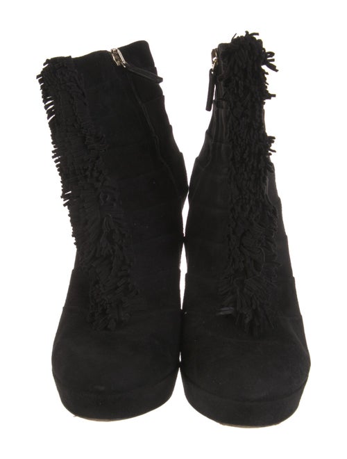 Gucci Suede Fringe Trim Accent Lace-Up Boots