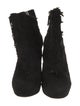 Gucci Suede Fringe Trim Accent Lace-Up Boots