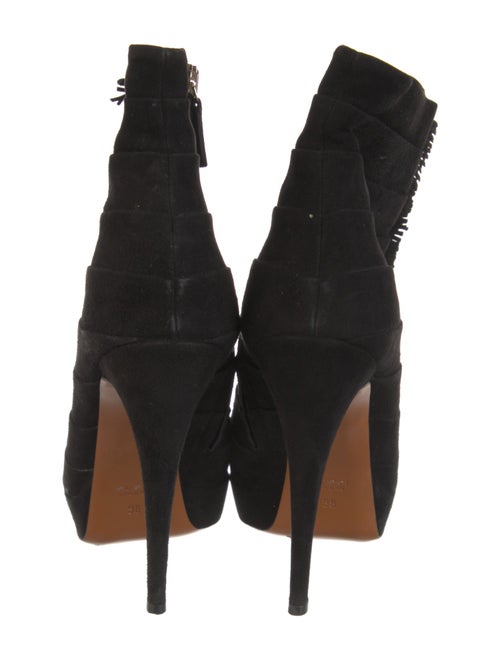 Gucci Suede Fringe Trim Accent Lace-Up Boots